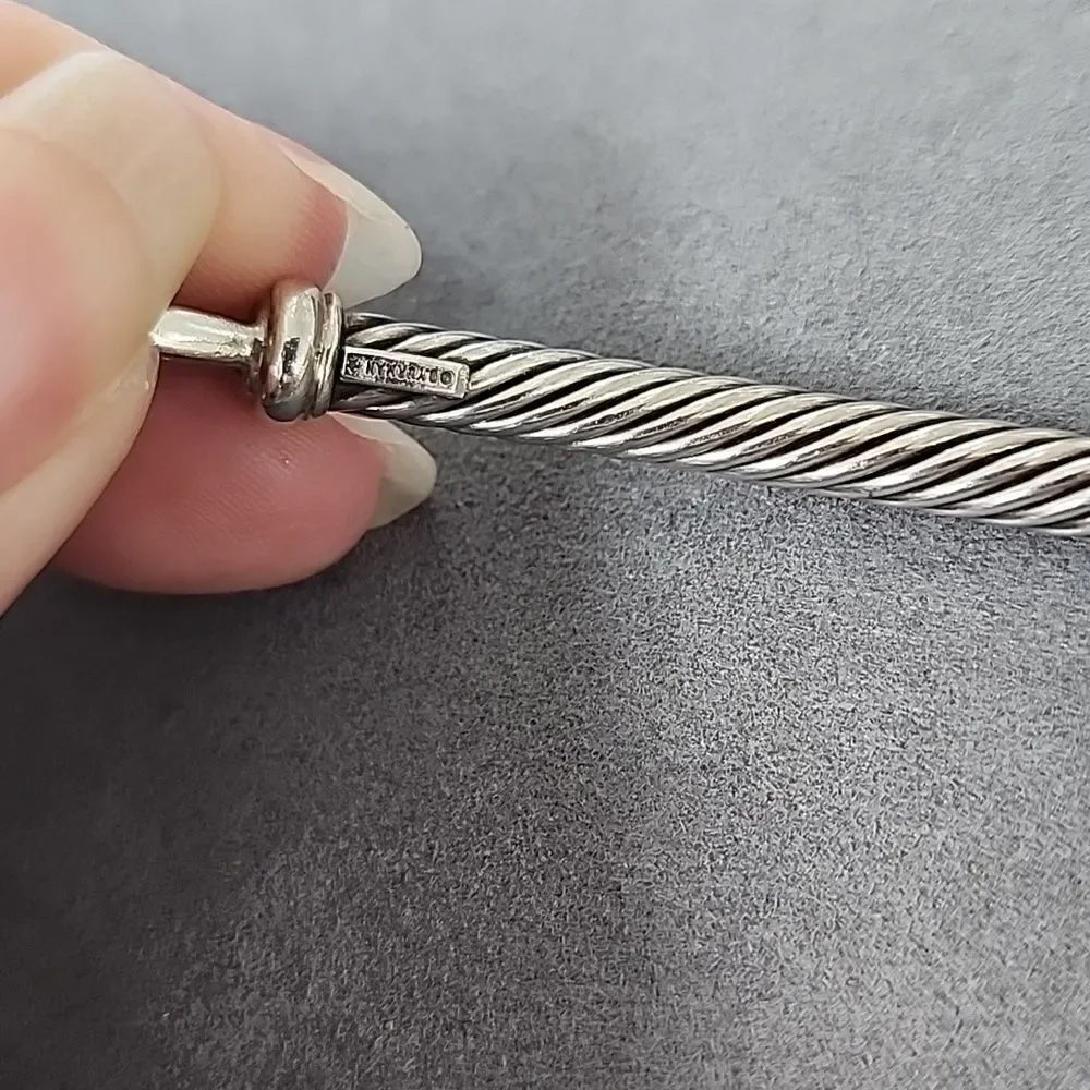Authentic David Yurman 925 Sterling Silver 14k Gold Bar Metro Cable Necklace